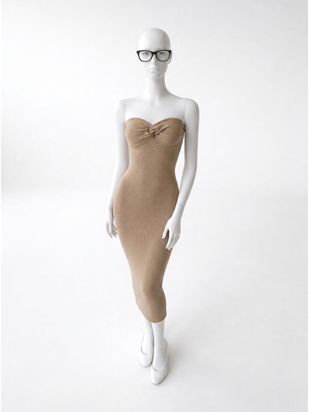 Princess Polly Strapless Cowl Neck Maxi Dress - Taupe (Size 4)